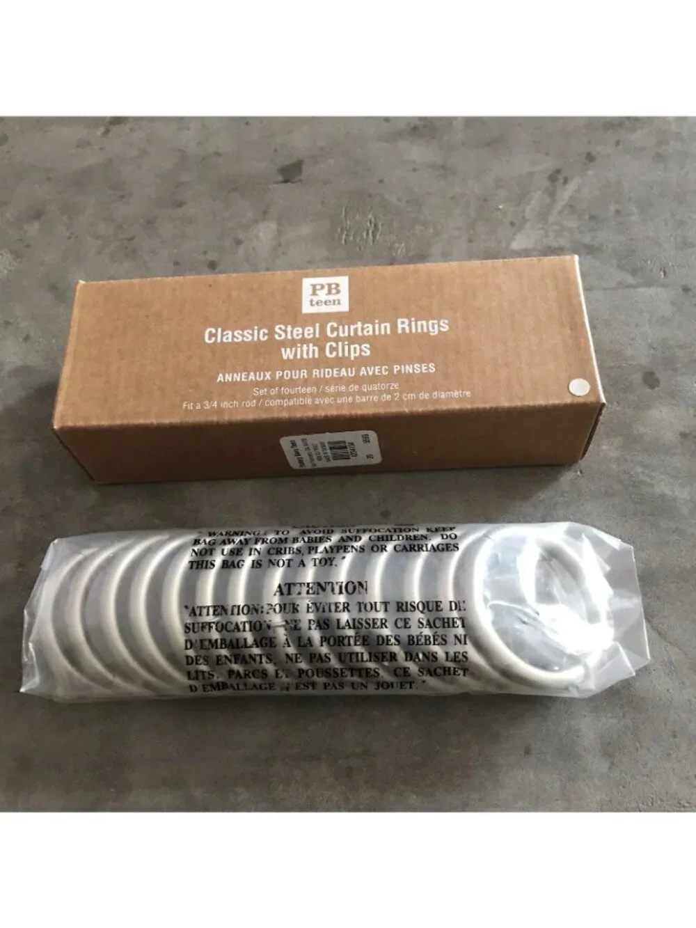 Pottery Barn Teen Classic Steel Curtain Rings Clips Silver Window Hardware Lot